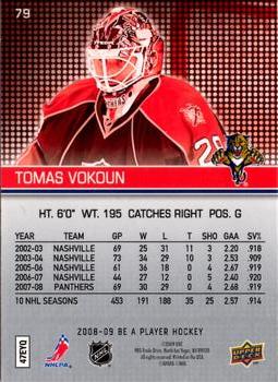 2008-09 Upper Deck Be a Player #79 Tomas Vokoun Back