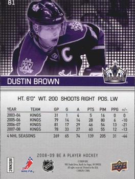 2008-09 Upper Deck Be a Player #81 Dustin Brown Back