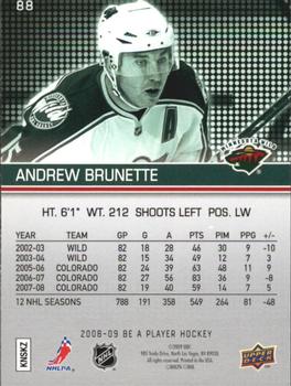 2008-09 Upper Deck Be a Player #88 Andrew Brunette Back