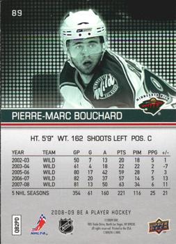 2008-09 Upper Deck Be a Player #89 Pierre-Marc Bouchard Back