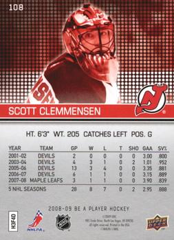 2008-09 Upper Deck Be a Player #108 Scott Clemmensen Back