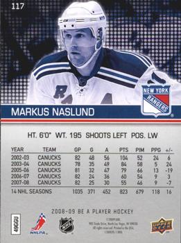 2008-09 Upper Deck Be a Player #117 Markus Naslund Back