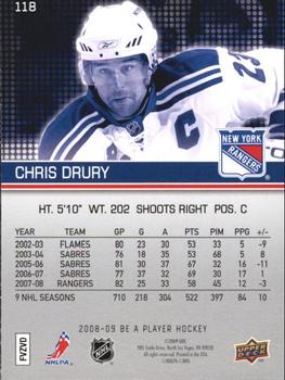 2008-09 Upper Deck Be a Player #118 Chris Drury Back