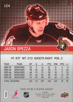 2008-09 Upper Deck Be a Player #124 Jason Spezza Back