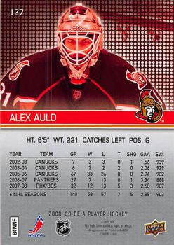 2008-09 Upper Deck Be a Player #127 Alex Auld Back