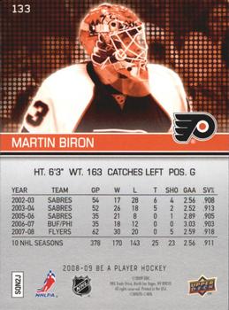 2008-09 Upper Deck Be a Player #133 Martin Biron Back