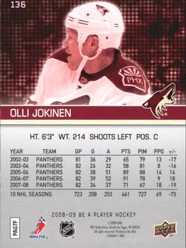 2008-09 Upper Deck Be a Player #136 Olli Jokinen Back