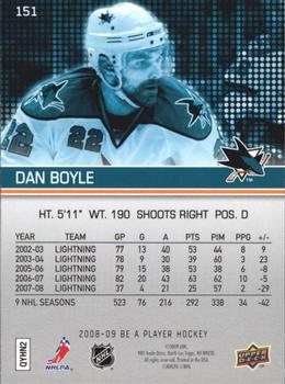 2008-09 Upper Deck Be a Player #151 Dan Boyle Back