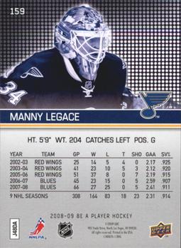 2008-09 Upper Deck Be a Player #159 Manny Legace Back