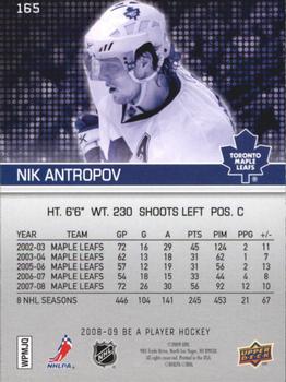 2008-09 Upper Deck Be a Player #165 Nik Antropov Back