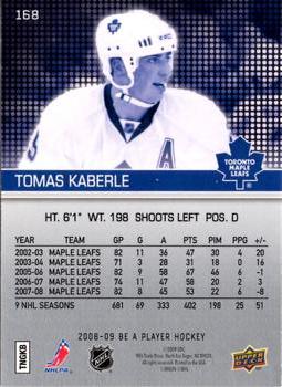 2008-09 Upper Deck Be a Player #168 Tomas Kaberle Back