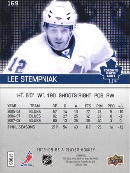 2008-09 Upper Deck Be a Player #169 Lee Stempniak Back