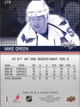 2008-09 Upper Deck Be a Player #179 Mike Green Back