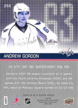 2008-09 Upper Deck Be a Player #250 Andrew Gordon Back