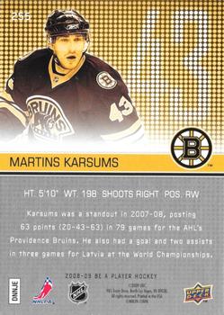 2008-09 Upper Deck Be a Player #255 Martins Karsums Back