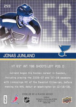 2008-09 Upper Deck Be a Player #259 Jonas Junland Back