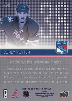 2008-09 Upper Deck Be a Player #262 Corey Potter Back