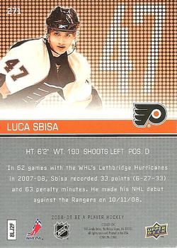 2008-09 Upper Deck Be a Player #271 Luca Sbisa Back