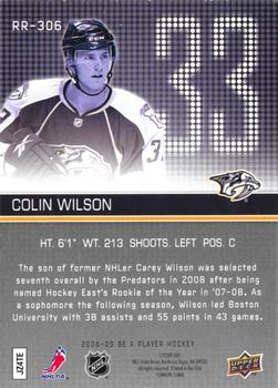 2008-09 Upper Deck Be a Player #RR-306 Colin Wilson Back