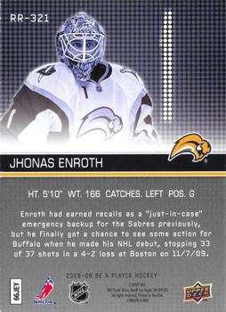 2008-09 Upper Deck Be a Player #RR-321 Jhonas Enroth Back