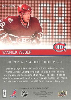 2008-09 Upper Deck Be a Player #RR-325 Yannick Weber Back