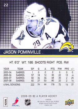 2008-09 Upper Deck Be a Player #22 Jason Pominville Back