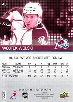 2008-09 Upper Deck Be a Player #48 Wojtek Wolski Back