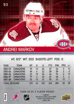 2008-09 Upper Deck Be a Player #93 Andrei Markov Back