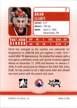 2008-09 In The Game Between The Pipes #7 Brian Elliott Back
