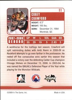 2008-09 In The Game Between The Pipes #11 Corey Crawford Back