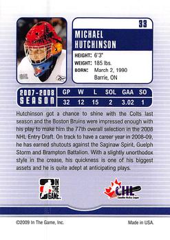 2008-09 In The Game Between The Pipes #33 Michael Hutchinson Back