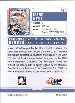 2008-09 In The Game Between The Pipes #42 Robert Mayer Back