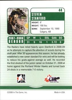 2008-09 In The Game Between The Pipes #44 Steven Stanford Back