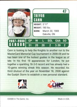 2008-09 In The Game Between The Pipes #47 Trevor Cann Back