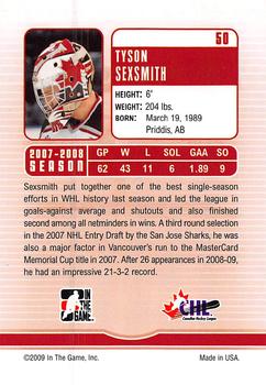 2008-09 In The Game Between The Pipes #50 Tyson Sexsmith Back