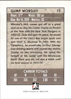 2008-09 In The Game Between The Pipes #75 Gump Worsley Back