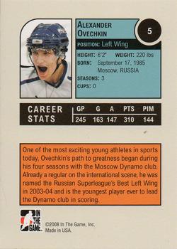 2008-09 In The Game Heroes and Prospects #5 Alexander Ovechkin Back