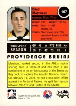 2008-09 In The Game Heroes and Prospects #107 Brad Marchand Back