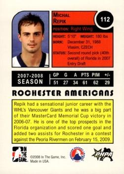 2008-09 In The Game Heroes and Prospects #112 Michal Repik Back