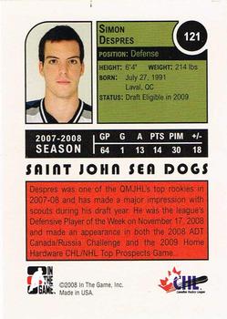 2008-09 In The Game Heroes and Prospects #121 Simon Despres Back