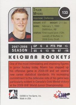 2008-09 In The Game Heroes and Prospects #133 Tyler Myers Back