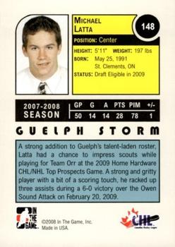 2008-09 In The Game Heroes and Prospects #148 Michael Latta Back