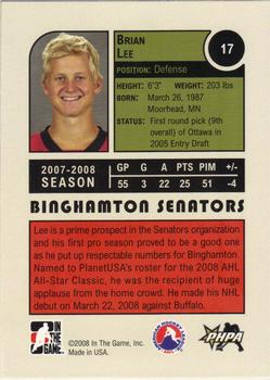 2008-09 In The Game Heroes and Prospects #17 Brian Lee Back
