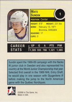 2008-09 In The Game Heroes and Prospects #1 Mats Sundin Back