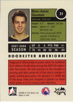 2008-09 In The Game Heroes and Prospects #31 Marc-Andre Gragnani Back