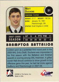 2008-09 In The Game Heroes and Prospects #51 Matt Duchene Back