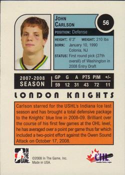 2008-09 In The Game Heroes and Prospects #56 John Carlson Back