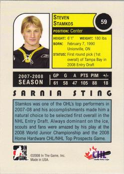2008-09 In The Game Heroes and Prospects #59 Steven Stamkos Back