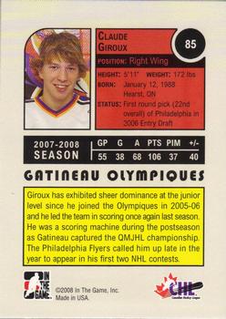 2008-09 In The Game Heroes and Prospects #85 Claude Giroux Back