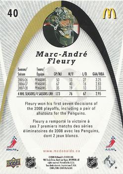 2008-09 Upper Deck McDonald's #40 Marc-Andre Fleury Back